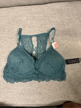 XOXO Teal Lace Racerback Bralette with Molded Cups